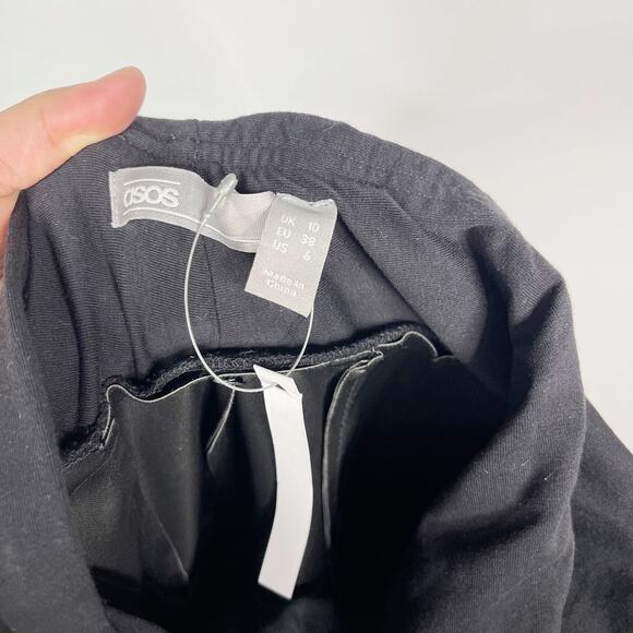 New ASOS Maternity 6 Black Faux Leather Pants Over The Belly High Waist Seamed - Picture 9 of 10